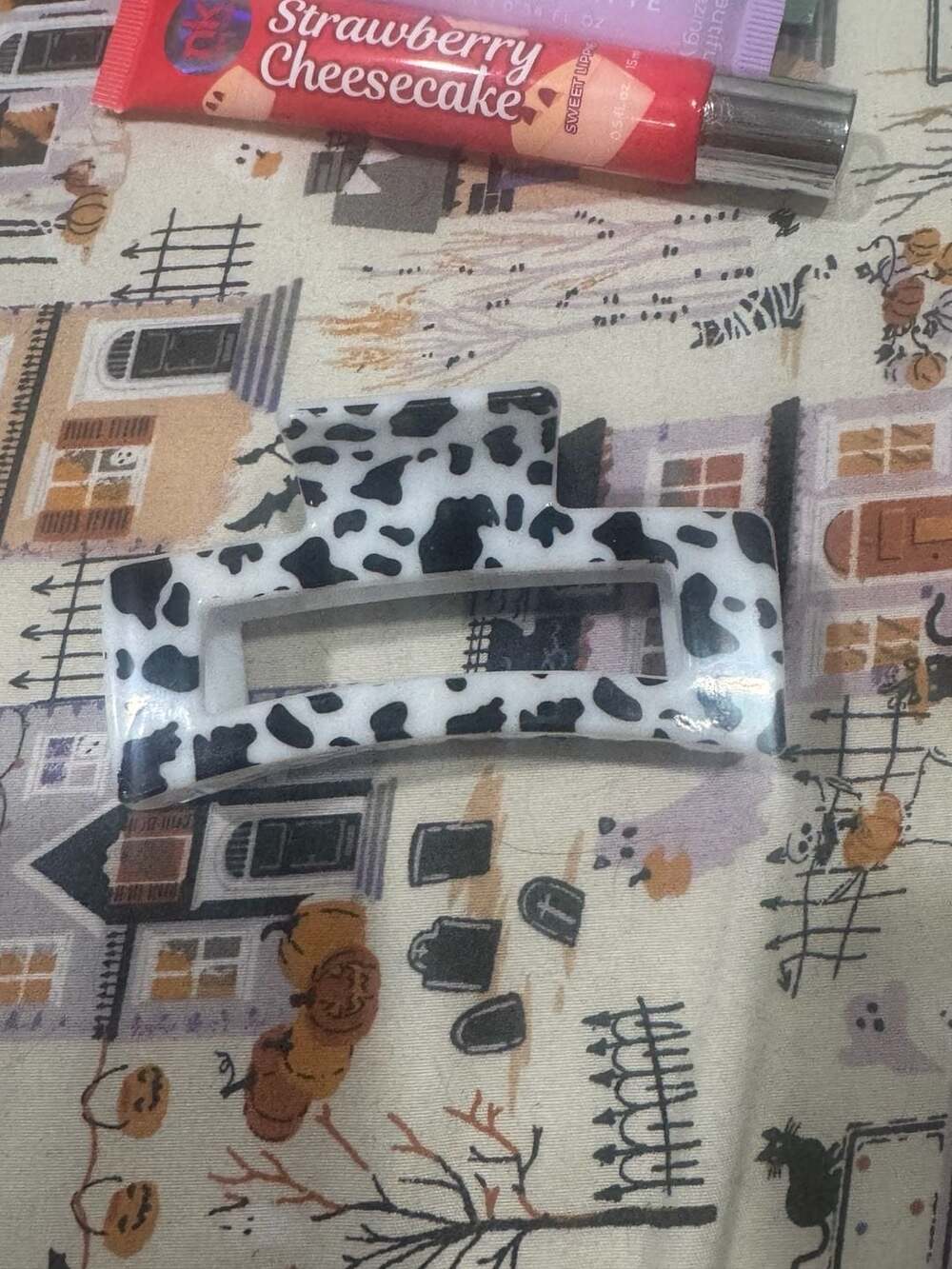 Cow Print Rectangular Open Hair Claw Clip